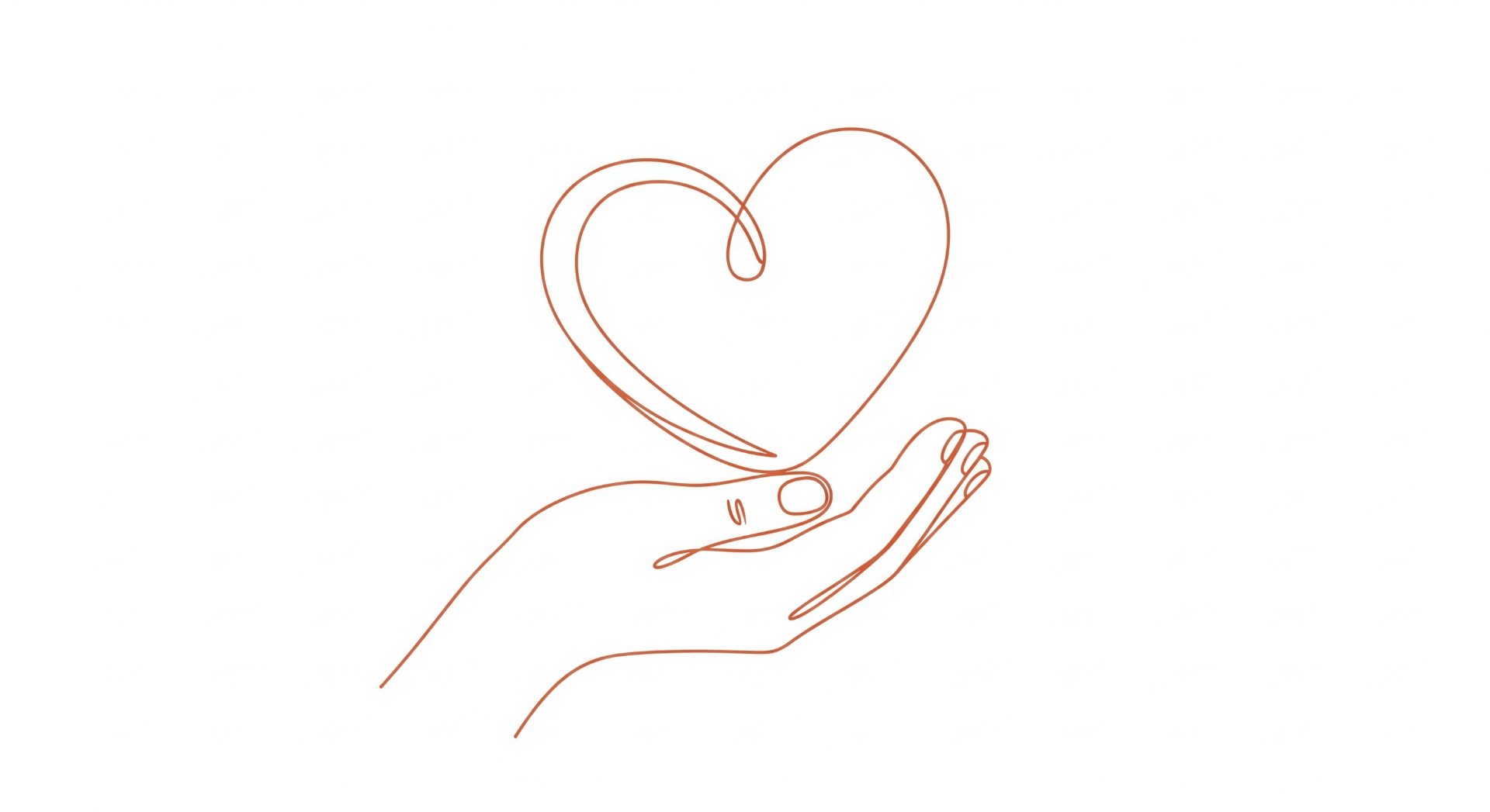 An open hand cradling a heart, drawn as a single continuous line